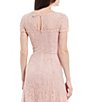 Color:Faded Rose - Image 4 - Round Neck Short Sleeve Sequin Lace Midi Dress