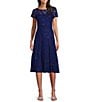Ignite Evenings Round Neck Short Sleeve Sequin Lace Midi Dress, Color:Iris - Image 1