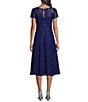 Ignite Evenings Round Neck Short Sleeve Sequin Lace Midi Dress, Color:Iris - Image 2