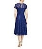 Ignite Evenings Round Neck Short Sleeve Sequin Lace Midi Dress, Color:Iris - Image 4