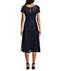 Ignite Evenings Round Neck Short Sleeve Sequin Lace Midi Dress | Dillard's