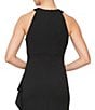 Color:Black - Image 4 - Embellished Halter Neck Sleeveless Ruched Side Cascade Ruffle Gown