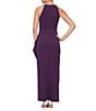 Color:Summer Plum - Image 2 - Embellished Halter Neck Sleeveless Ruched Side Cascade Ruffle Gown