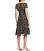 Color:Black/Multi - Image 2 - Embroidered Soutache Floral Lace Illusion Round Neck Short Sleeve Midi Dress