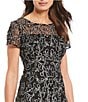 Color:Black/Multi - Image 3 - Embroidered Soutache Floral Lace Illusion Round Neck Short Sleeve Midi Dress