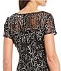 Color:Black/Multi - Image 4 - Embroidered Soutache Floral Lace Illusion Round Neck Short Sleeve Midi Dress