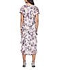 Ignite Evenings Floral Print Chiffon Scoop Neck Capelet Short Sleeve Tiered Midi Dress, Color:Blush Multi - Image 2