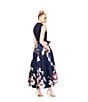 Ignite Evenings Floral Print Mikado Tie Waist V-Neck Sleeveless High-Low Midi Dress, Color:Navy Multi - Image 6