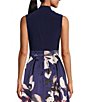 Color:Navy Multi - Image 4 - Floral Print Mikado Tie Waist V-Neck Sleeveless High-Low Midi Dress