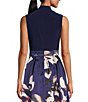 Ignite Evenings Floral Print Mikado Tie Waist V-Neck Sleeveless High-Low Midi Dress, Color:Navy Multi - Image 4