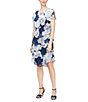 Color:Navy Multi - Image 1 - Floral Print Short Sleeve Round Neck Tiered Midi Dress