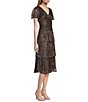 Color:Cocoa - Image 3 - Flutter Sleeve V-Neck Tiered Metallic Dress