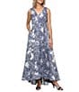 Ignite Evenings High-Low Hem Sleeveless Jacquard Long Dress - Image 1