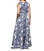Ignite Evenings High-Low Hem Sleeveless Jacquard Long Dress - Image 2