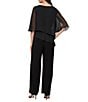 Ignite Evenings Petite Size 3/4 Embelished Sleeves Tiered Overlay Jumpsuit - Image 2