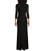 Ignite Evenings Petite Size 3/4 Sleeve Boat Neck Glitter Dress, Color:Black - Image 2