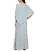 Ignite Evenings Petite Size 3/4 Sleeve Round Neck Sequin Lace Overlay Sheath Gown, Color:Sage - Image 2