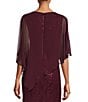 Ignite Evenings Petite Size 3/4 Sleeve Round Neck Sequin Lace Overlay Sheath Gown, Color:Fig - Image 4