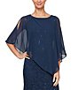 Ignite Evenings Petite Size 3/4 Sleeve Round Neck Sequin Lace Overlay ...