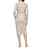 Ignite Evenings Petite Size 3/4 Sleeve Square Neck Sequin Lace 2-Piece Jacket Dress - Image 2