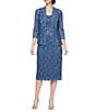 Ignite Evenings Petite Size 3/4 Sleeve Square Neck Sequin Lace 2-Piece Jacket Dress - Image 4