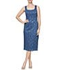 Ignite Evenings Petite Size 3/4 Sleeve Square Neck Sequin Lace 2-Piece Jacket Dress - Image 6
