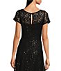 Ignite Evenings Petite Size Cap Sleeve Round Neck Sequin Lace A-Line ...