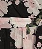 Color:Black Multi - Image 3 - Petite Size Chiffon Lurex Short Sleeve V-Neck Tie Waist Tiered Skirt Floral Maxi Dress