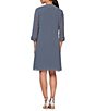 Color:Steel - Image 2 - Petite Size Embellished Crew Neck 3/4 Sleeve Chiffon 2-Piece Jacket Dress