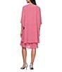 Ignite Evenings Petite Size Emebllished Tiered Chiffon Jacket Dress, Color:Rose - Image 2