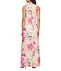 Ignite Evenings Petite Size Floral Print Halter Sleeveless Maxi Dress, Color:Pink Multi - Image 2