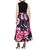 Color:Black Multi - Image 2 - Petite Size Floral Print High-Low Hem A-Line Dress
