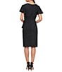 Color:Black - Image 2 - Petite Size Flutter Short Sleeve V-Neck Metallic Knit Sheath Dress