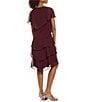 Color:Fig - Image 2 - Petite Size Georgette V-Neck Short Sleeve Tiered Capelet Shift Dress