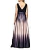 Ignite Evenings Petite Size Boat Neck Ombre Satin Bow Sleeveless Gown, Color:Black/Champagne - Image 2
