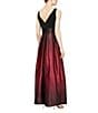 Color:Fig - Image 2 - Petite Size Boat Neck Ombre Satin Bow Sleeveless Gown