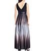 Color:Black/Silver - Image 2 - Petite Size Boat Neck Ombre Satin Bow Sleeveless Gown