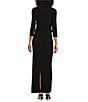 Ignite Evenings Petite Size Boat Neck 3/4 Embellished Sleeve Ruched Waist Sheath Dress, Color:Black - Image 2
