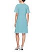 Ignite Evenings Petite Size Scoop Neck Short Sleeve Bugle Embellished Tulip Overlay Dress, Color:Sea - Image 2