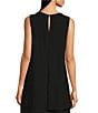 Color:Black - Image 4 - Petite Size Sleeveless Double Keyhole Pearl Trim Neck Chiffon Dress