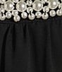Color:Black - Image 5 - Petite Size Sleeveless Double Keyhole Pearl Trim Neck Chiffon Dress