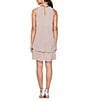 Color:Cashmere - Image 2 - Petite Size Sleeveless Embellished Halter Neck Chiffon Shift Dress