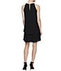 Color:Black - Image 2 - Petite Size Sleeveless Embellished Halter Neck Chiffon Shift Dress