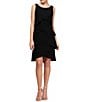 Color:Black - Image 1 - Petite Size Scoop Neck Sleeveless Shoulder Crystal Detail Chiffon Tulip Tiered Dress