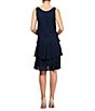 Color:Navy - Image 2 - Petite Size Scoop Neck Sleeveless Shoulder Crystal Detail Chiffon Tulip Tiered Dress