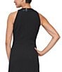 Color:Black - Image 4 - Petite Size Stretch Crepe Sequin Cascade Ruffle Halter Neck Sleeveless A-Line Gown