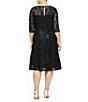 Ignite Evenings Plus Size Round Neck 3/4 Sleeve Sequin Lace A-Line ...