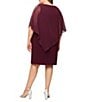 Ignite Evenings Plus Size Round Neck Embellished Elbow Sleeve Asymmetrical Popover Sheath Dress - Image 2