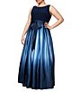 Ignite Evenings Plus Size Boat Neck Ombre Satin Bow Sleeveless Gown - Image 1