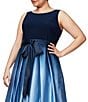 Ignite Evenings Plus Size Boat Neck Ombre Satin Bow Sleeveless Gown - Image 3